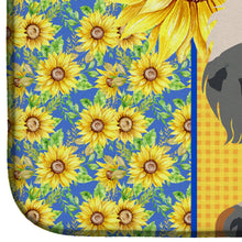 Load image into Gallery viewer, Summer Sunflowers Longhair Cream Dapple Dachshund Dish Drying Mat – Absorbent, Artistic Kitchen Essentials