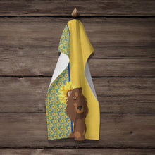 Load image into Gallery viewer, Summer Sunflowers Longhair Chocolate and Tan Dachshund Kitchen Towel