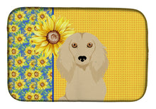 Load image into Gallery viewer, Summer Sunflowers Longhair Cream Dachshund Dish Drying Mat – Absorbent, Artistic Kitchen Essentials