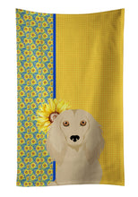 Load image into Gallery viewer, Summer Sunflowers Longhair Cream Dachshund Kitchen Towel