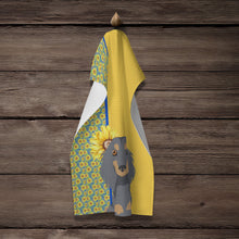 Load image into Gallery viewer, Summer Sunflowers Longhair Blue and Tan Dachshund Kitchen Towel