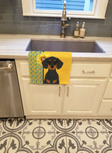 Load image into Gallery viewer, Summer Sunflowers Black and Tan Dachshund Kitchen Towel