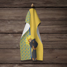 Load image into Gallery viewer, Summer Sunflowers Black and Tan Dachshund Kitchen Towel