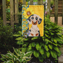 Load image into Gallery viewer, Summer Sunflowers Cream Dapple Dachshund Garden Flag – Decorative Outdoor Yard Flag
