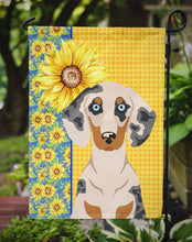 Load image into Gallery viewer, Summer Sunflowers Cream Dapple Dachshund Garden Flag – Decorative Outdoor Yard Flag