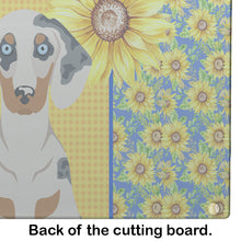 Load image into Gallery viewer, Summer Sunflowers Cream Dapple Dachshund Glass Cutting Boards – Durable, Decorative Kitchen Art Large