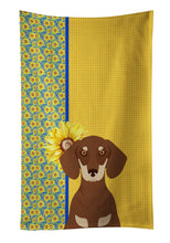Load image into Gallery viewer, Summer Sunflowers Chocolate and Cream Dachshund Kitchen Towel
