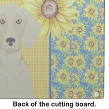 Load image into Gallery viewer, Summer Sunflowers Cream Dachshund Glass Cutting Boards – Durable, Decorative Kitchen Art Large