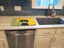 Load image into Gallery viewer, Summer Sunflowers Wirehair Black and Cream Dachshund Dish Drying Mat – Absorbent, Artistic Kitchen Essentials