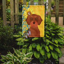 Load image into Gallery viewer, Summer Sunflowers Wirehair Red Dachshund Garden Flag – Decorative Outdoor Yard Flag