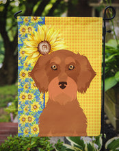 Load image into Gallery viewer, Summer Sunflowers Wirehair Red Dachshund Garden Flag – Decorative Outdoor Yard Flag