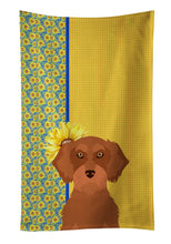 Load image into Gallery viewer, Summer Sunflowers Wirehair Red Dachshund Kitchen Towel
