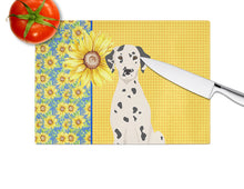 Load image into Gallery viewer, Summer Sunflowers Dalmatian Glass Cutting Boards – Durable, Decorative Kitchen Art Large