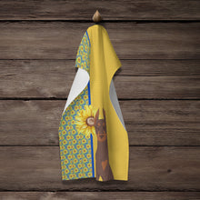 Load image into Gallery viewer, Summer Sunflowers Red and Tan Doberman Pinscher Kitchen Towel
