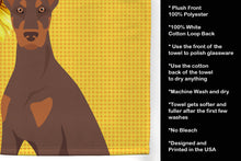 Load image into Gallery viewer, Summer Sunflowers Red and Tan Doberman Pinscher Kitchen Towel