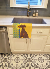 Load image into Gallery viewer, Summer Sunflowers Natural Ear Red and Tan Doberman Pinscher Kitchen Towel