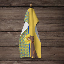 Load image into Gallery viewer, Summer Sunflowers Natural Ear Red and Tan Doberman Pinscher Kitchen Towel