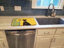 Load image into Gallery viewer, Summer Sunflowers Natural Ear Black and Tan Doberman Pinscher Dish Drying Mat – Absorbent, Artistic Kitchen Essentials