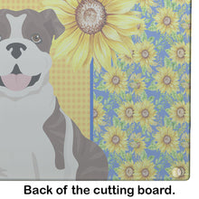 Load image into Gallery viewer, Summer Sunflowers Brindle English Bulldog Glass Cutting Boards – Durable, Decorative Kitchen Art Large