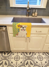 Load image into Gallery viewer, Summer Sunflowers Piebald English Bulldog Kitchen Towel