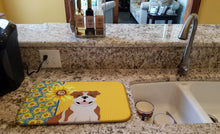 Load image into Gallery viewer, Summer Sunflowers Red English Bulldog Dish Drying Mat – Absorbent, Artistic Kitchen Essentials
