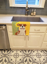 Load image into Gallery viewer, Summer Sunflowers Red English Bulldog Kitchen Towel