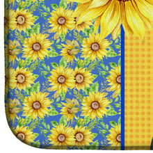 Load image into Gallery viewer, Summer Sunflowers Black English Springer Spaniel Dish Drying Mat – Absorbent, Artistic Kitchen Essentials