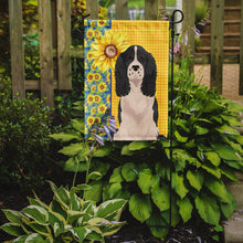 Load image into Gallery viewer, Summer Sunflowers Black English Springer Spaniel Garden Flag – Decorative Outdoor Yard Flag
