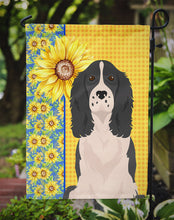 Load image into Gallery viewer, Summer Sunflowers Black English Springer Spaniel Garden Flag – Decorative Outdoor Yard Flag