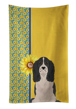 Load image into Gallery viewer, Summer Sunflowers Black English Springer Spaniel Kitchen Towel