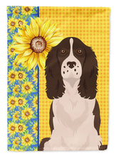 Load image into Gallery viewer, Summer Sunflowers Liver English Springer Spaniel Garden Flag – Decorative Outdoor Yard Flag