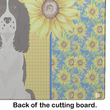 Load image into Gallery viewer, Summer Sunflowers Liver English Springer Spaniel Glass Cutting Boards – Durable, Decorative Kitchen Art Large
