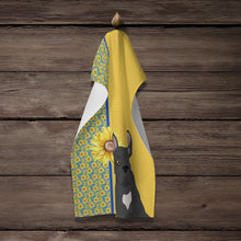 Load image into Gallery viewer, Summer Sunflowers Black French Bulldog Kitchen Towel