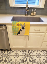 Load image into Gallery viewer, Summer Sunflowers Black and Silver German Shepherd Kitchen Towel