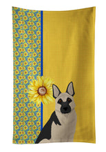 Load image into Gallery viewer, Summer Sunflowers Black and Silver German Shepherd Kitchen Towel