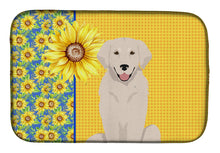 Load image into Gallery viewer, Summer Sunflowers Cream Golden Retriever Dish Drying Mat – Absorbent, Artistic Kitchen Essentials