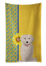 Load image into Gallery viewer, Summer Sunflowers Cream Golden Retriever Kitchen Towel