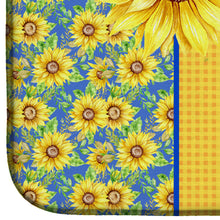 Load image into Gallery viewer, Summer Sunflowers Black Great Dane Dish Drying Mat – Absorbent, Artistic Kitchen Essentials