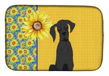 Load image into Gallery viewer, Summer Sunflowers Black Great Dane Dish Drying Mat – Absorbent, Artistic Kitchen Essentials