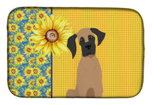 Load image into Gallery viewer, Summer Sunflowers Fawn Great Dane Dish Drying Mat – Absorbent, Artistic Kitchen Essentials