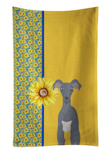 Load image into Gallery viewer, Summer Sunflowers Gray Italian Greyhound Kitchen Towel