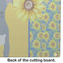 Load image into Gallery viewer, Summer Sunflowers Gray Italian Greyhound Glass Cutting Boards – Durable, Decorative Kitchen Art Large