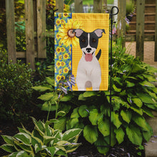 Load image into Gallery viewer, Summer Sunflowers Black White Smooth Jack Russell Terrier Garden Flag – Decorative Outdoor Yard Flag