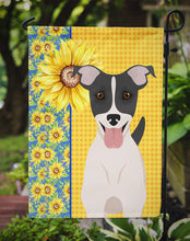 Load image into Gallery viewer, Summer Sunflowers Black White Smooth Jack Russell Terrier Garden Flag – Decorative Outdoor Yard Flag