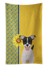 Load image into Gallery viewer, Summer Sunflowers Black White Smooth Jack Russell Terrier Kitchen Towel