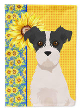 Load image into Gallery viewer, Summer Sunflowers Black White Wirehair Jack Russell Terrier Garden Flag – Decorative Outdoor Yard Flag