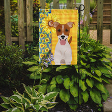 Load image into Gallery viewer, Summer Sunflowers Brown White Smooth Jack Russell Terrier Garden Flag – Decorative Outdoor Yard Flag