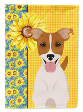 Load image into Gallery viewer, Summer Sunflowers Brown White Smooth Jack Russell Terrier Garden Flag – Decorative Outdoor Yard Flag