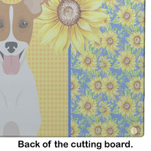 Load image into Gallery viewer, Summer Sunflowers Brown White Smooth Jack Russell Terrier Glass Cutting Boards – Durable, Decorative Kitchen Art Large