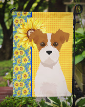 Load image into Gallery viewer, Summer Sunflowers Brown White Wirehair Jack Russell Terrier Garden Flag – Decorative Outdoor Yard Flag